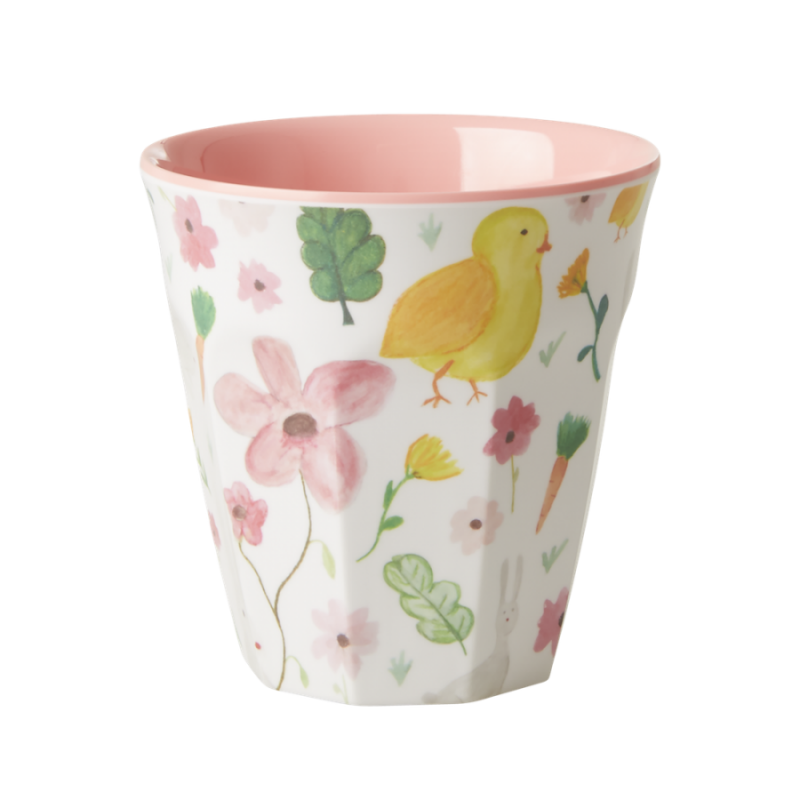 White Easter Print Melamine Cup Rice DK